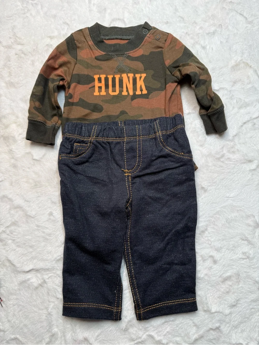 Carter's Camouflage Top with Navy Denim-Style Jeans
